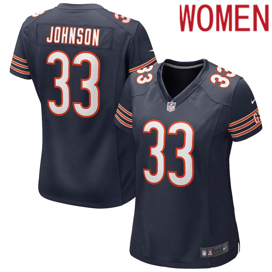 Women Chicago Bears #33 Jaylon Johnson Nike Navy Game NFL Jersey->women nfl jersey->Women Jersey
